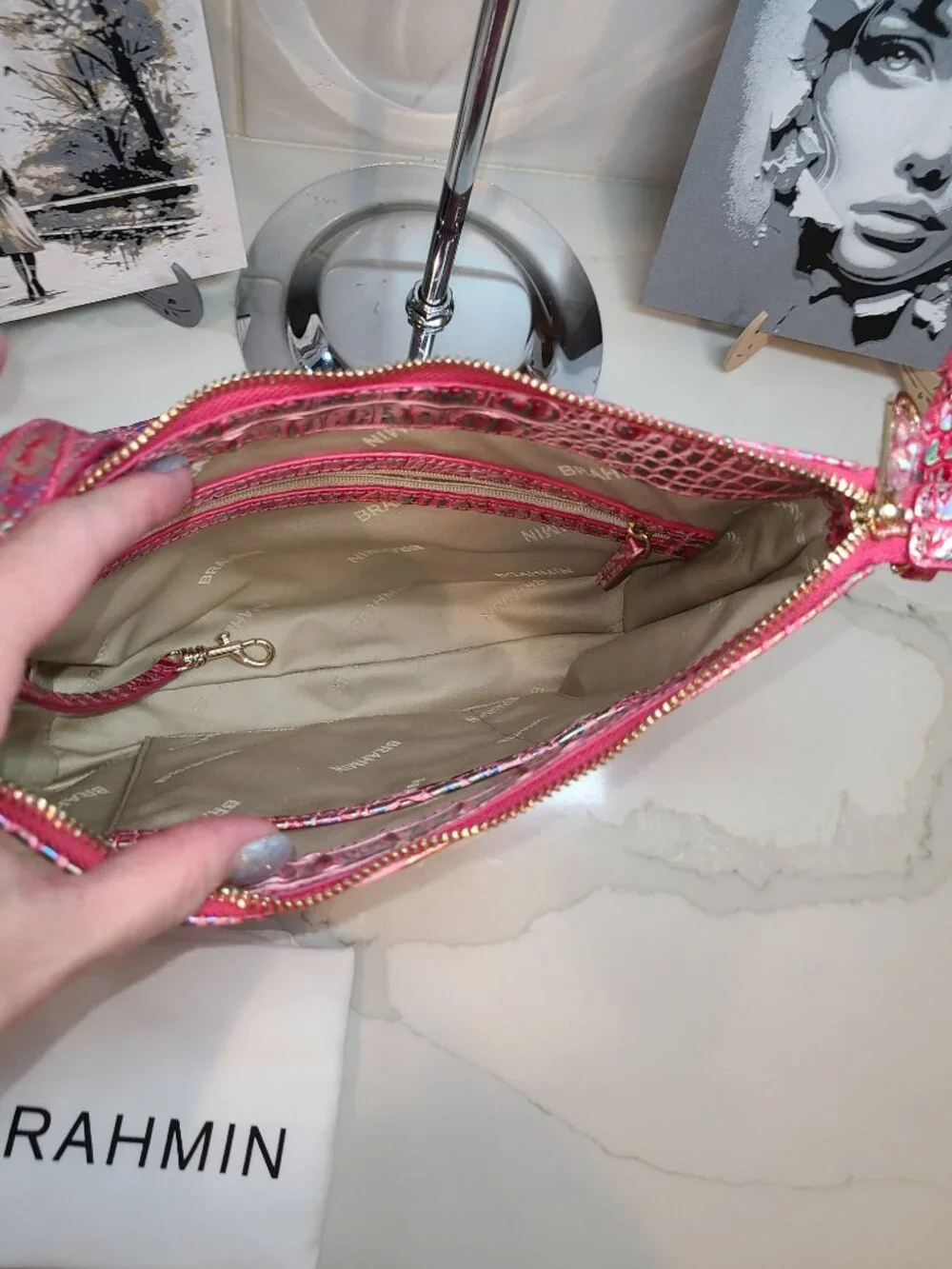 Brahmin Magenta Wonderland Shayna crossbody bag Pristine NWOT